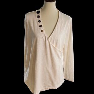 Soft Surroundings Cream/Ivory Embellished Top